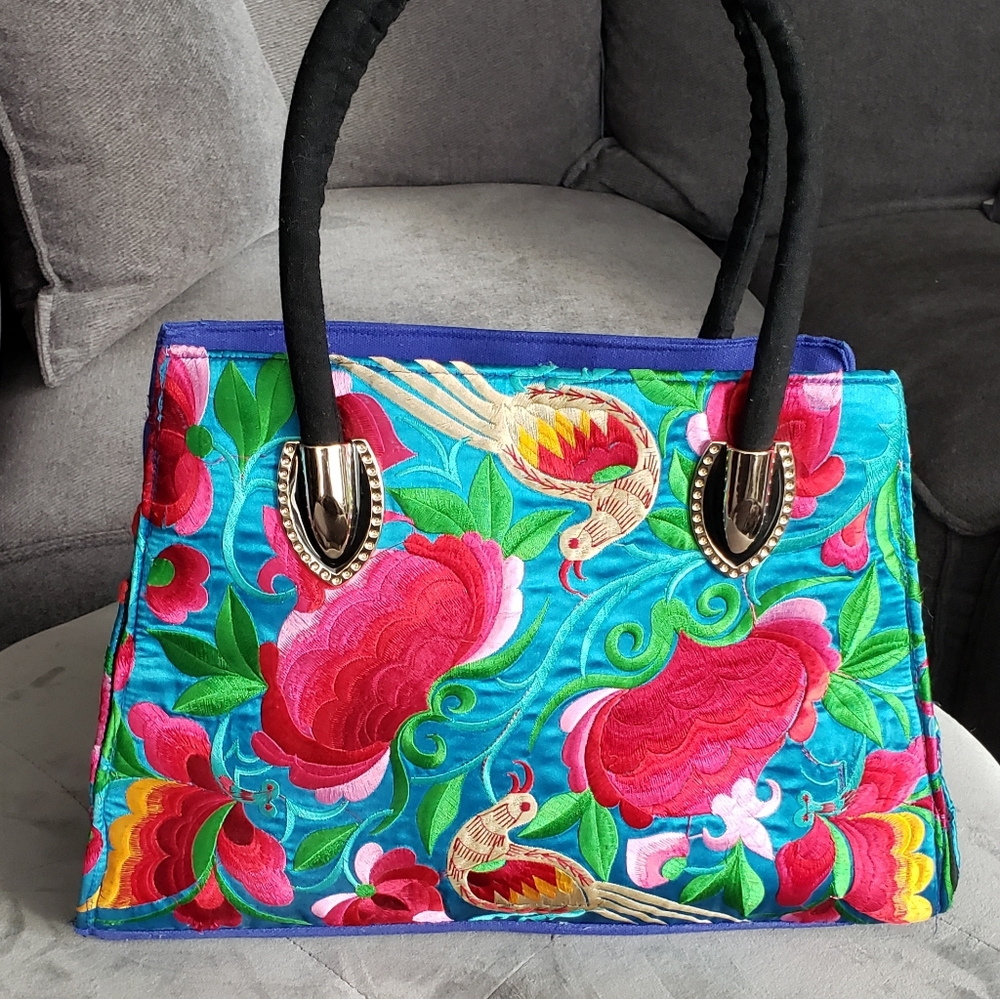 Floral Embroidered Hmong Bag